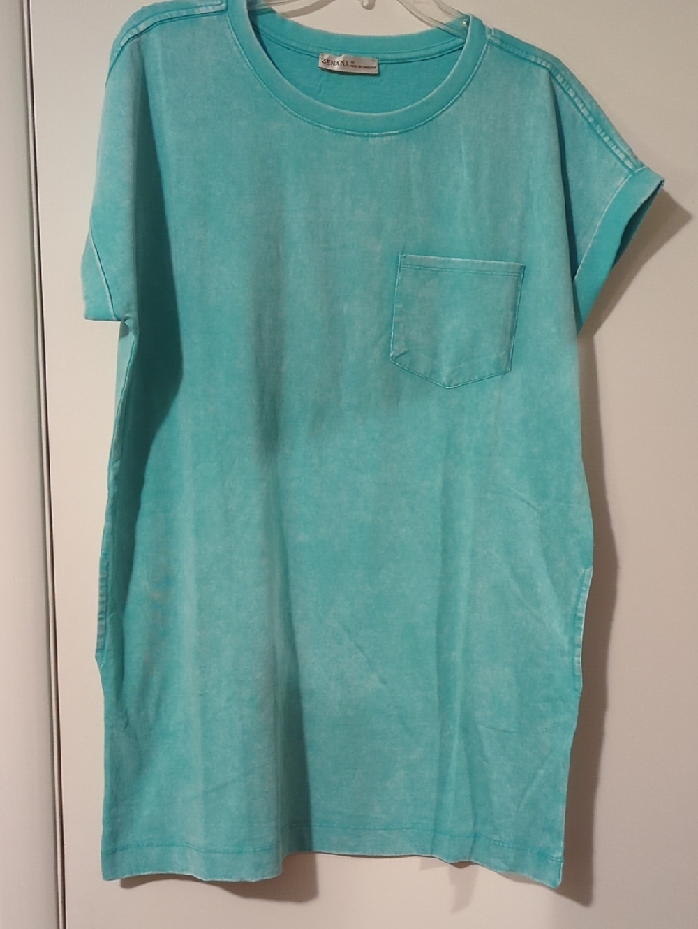 NWOT Zenana Light Turquoise Pocket Tee Dress